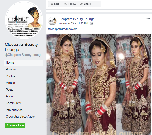 Cleopatra Salon Facebook Page